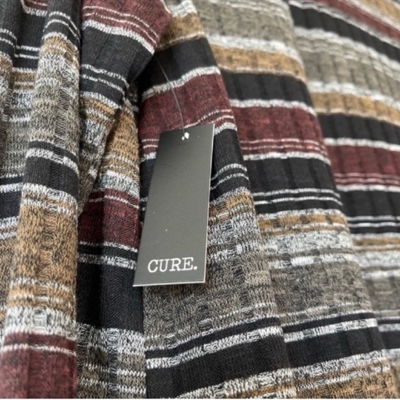 NEW CURE Long Line Cardigan Sweater Jacket Zipper Sleeves Black Brown Tan Size S - Picture 10 of 12